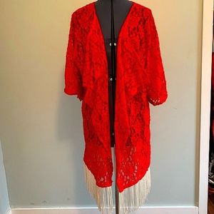Red Lace Lularoe Monroe Shawl